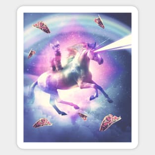 Space Cat Riding Unicorn - Laser, Tacos And Rainbow Sticker